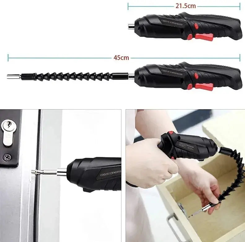 Destornillador Eléctrico Recargable Premium + 47 Accesorios y Estuche de Lujo + Batería de Larga Duración