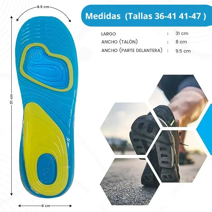 Plantillas Scholl Gel Activ® con soporte y amortiguación para máximo rendimiento.