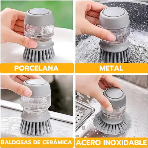 Cepillo 3 en 1 de cocina premium con dispensador + envío gratis