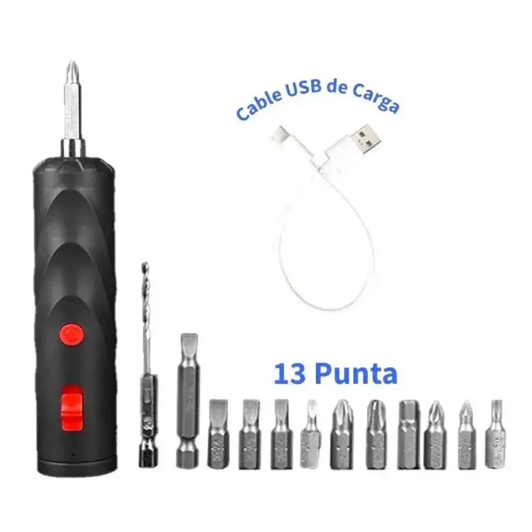 Destornillador Eléctrico Inalámbrico-Tecnología alemana +13 puntas intercambiables