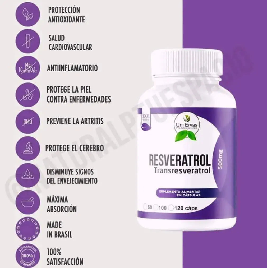 Resveratrol en capsulas – Antioxidante para Juventud y Bienestar Integral (60 capsulas)