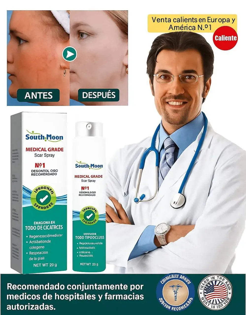 Spray Regenerador South Moon – Elimina cicatrices y renueva la piel con fórmula dermatológica avanzada