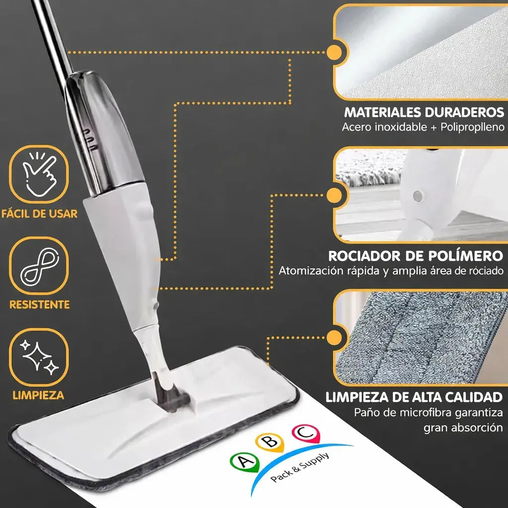 Mopa de microfibra con pulverizador y mango telescópico de acero inoxidable HOY 30%DCTO