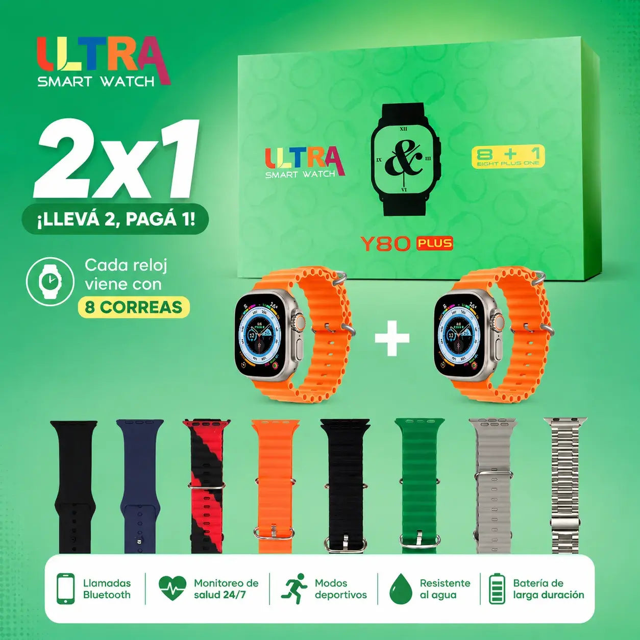 Reloj Smart Watch S2000™ – Innovación y Rendimiento en tu Muñeca con 8 correas intercambiables | 2x1