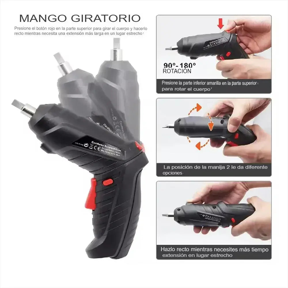Destornillador Eléctrico Recargable Premium + 47 Accesorios y Estuche de Lujo + Batería de Larga Duración