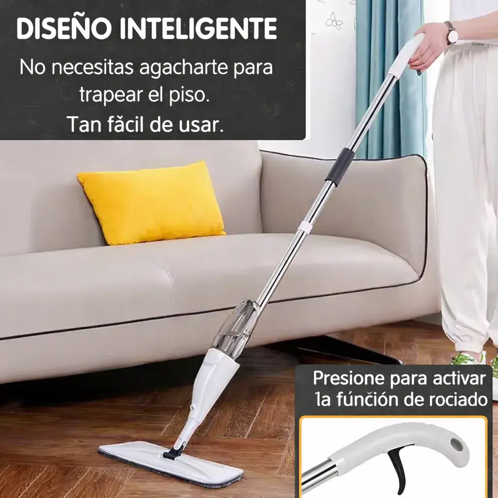 Mopa de microfibra con pulverizador y mango telescópico de acero inoxidable HOY 30%DCTO