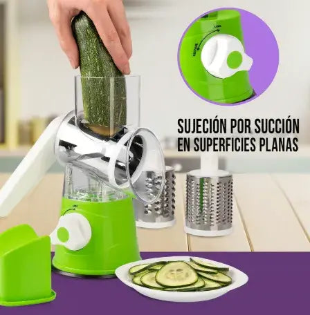 Rallador giratorio 3 en 1 – ahorra tiempo y mantiene cortes uniformes +Regalo: libro virtual de recetas 🎁30% DCTO🚨