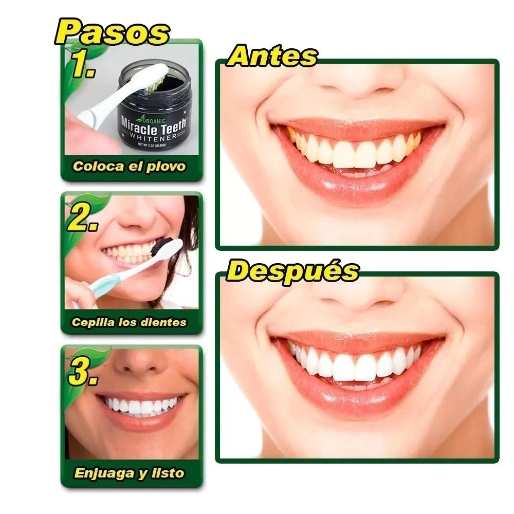 Blanqueador Dental Miracle Teeth™ de Lujo con Carbón Activado