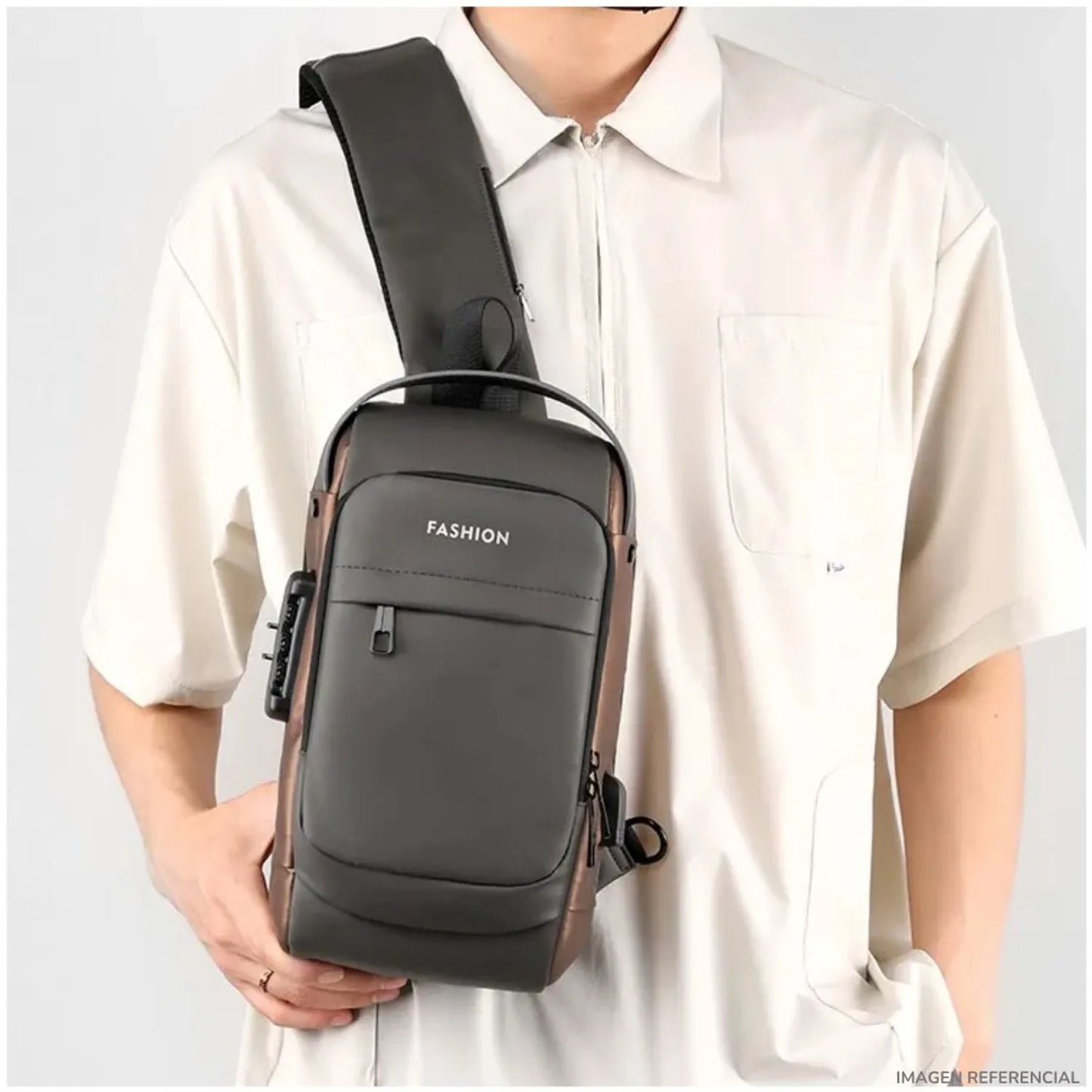 Mochila cruzada premium antirrobo + USB + Impermeable + Multi compartimientos