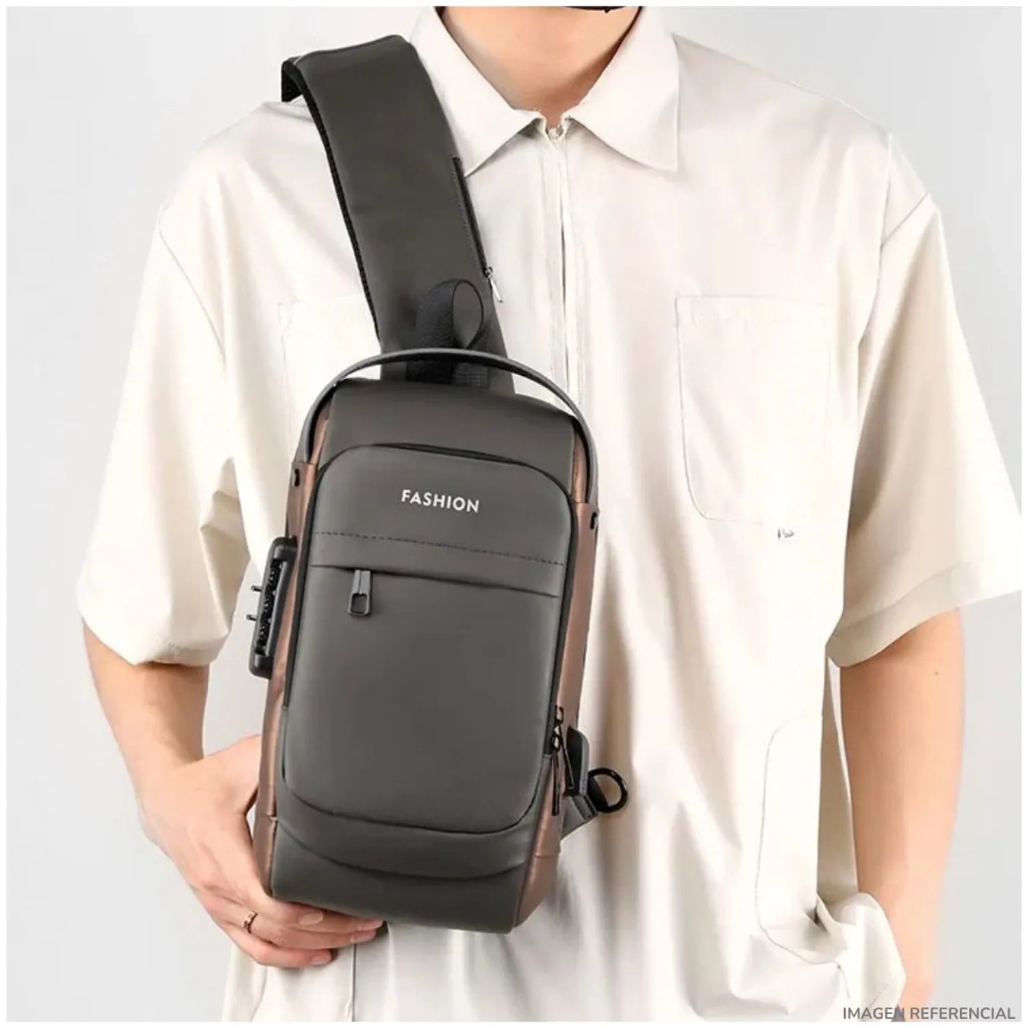 Mochila cruzada premium antirrobo + USB + Impermeable + Multi compartimientos